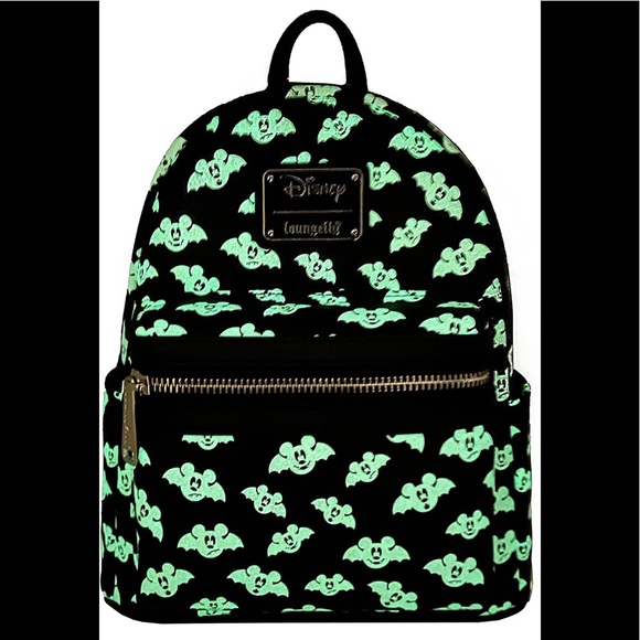 Loungefly Handbags - Disney x Loungefly x LASR Totally Batty Mickey AOP mini backpack GITD, NWT